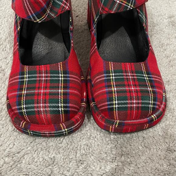 Jeffrey Campbell Umino Plaid Platform Mary Jane Pump Womens Size 8 Christmas Red - Picture 2 of 11